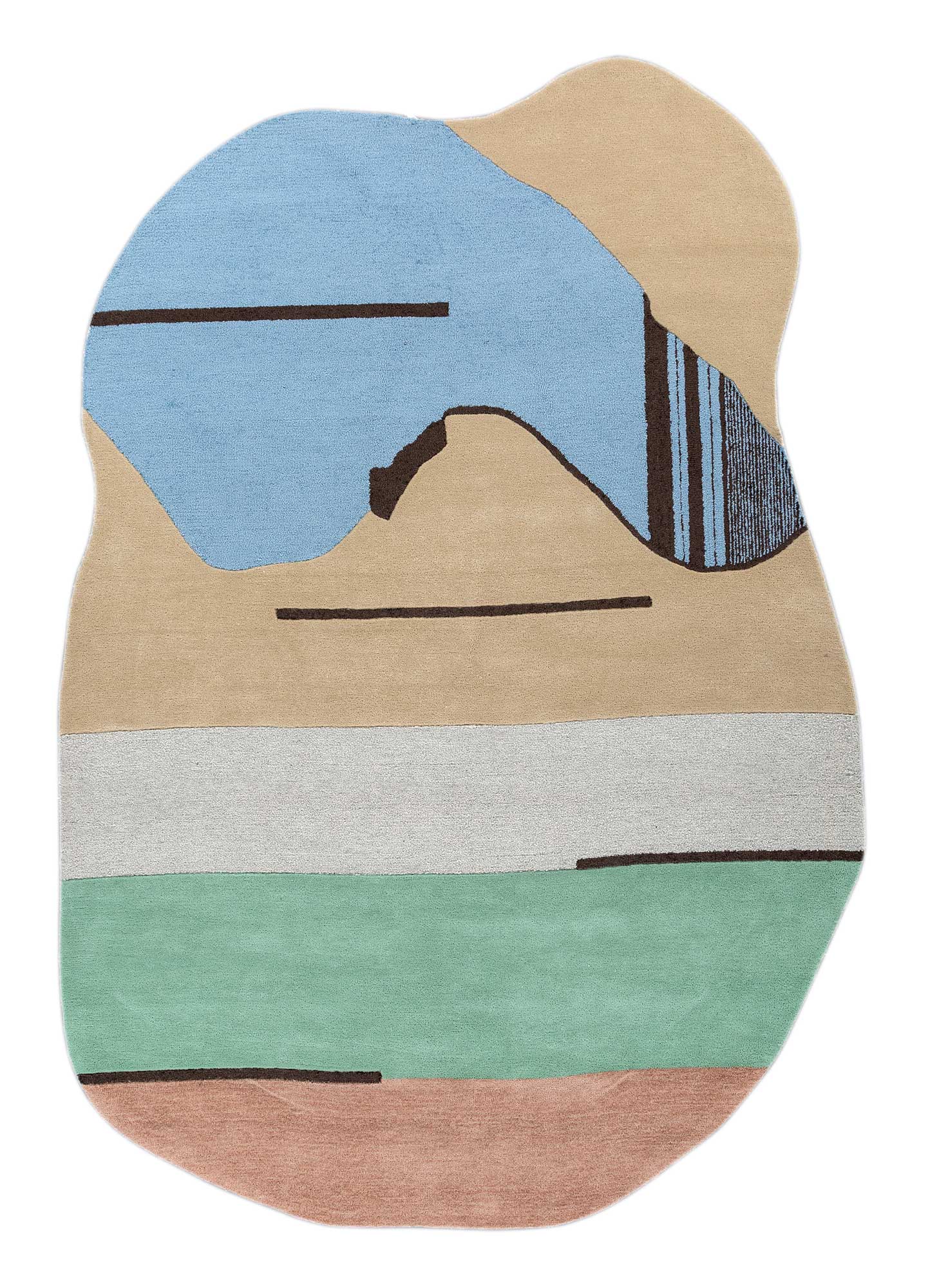 ocean blue/marigold hand tufted Rugs